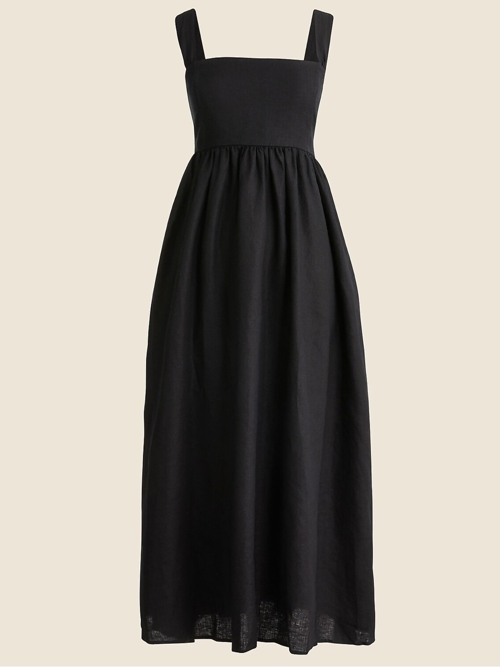 J. Crew Black Squareneck midi dress in linen size 14